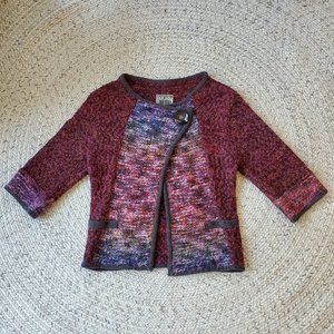 CURIO Anthropologie Acrylic Wool Blend Cardigan Button Multicolor Rainbow Sz S